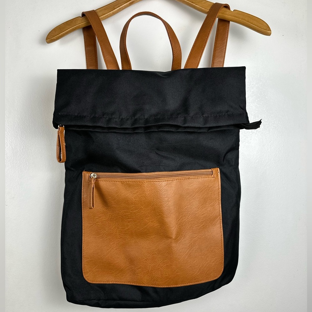 DSW Canvas Backpack Bookbag Backpack Travel School Black/Brown (Limited Edition)
